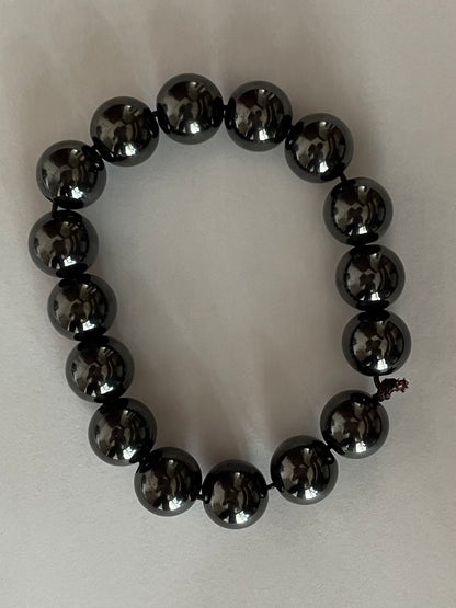 Black Zirconium Bracelet, Black Titanium bracelet, 18 beads (12mm diameter, 3.6mm Hole)