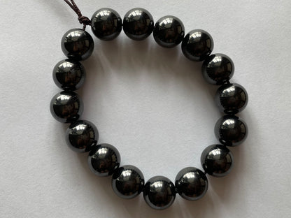 Black Zirconium Bracelet, Black Titanium bracelet, 18 beads (12mm diameter, 3.6mm Hole)