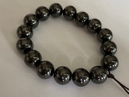 Black Zirconium Bracelet, Black Titanium bracelet, 18 beads (12mm diameter, 3.6mm Hole)