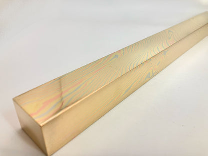 Mokume Gane copper square bar in stock: 300mm long, 10mmx25mm, twisted pattern, three alloys