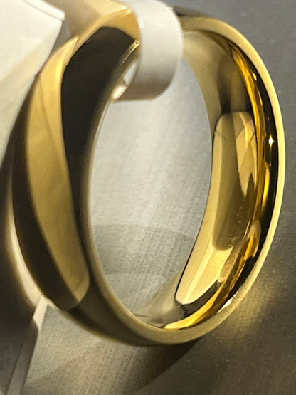 Golden Titanium ring, dome profile, polish finish, comfort fit, 6mm width