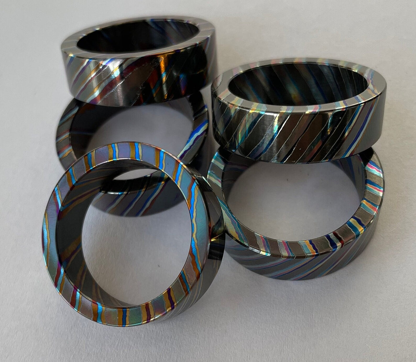 Mokume ZircTi(50% Zr) ring blanks,7~13 size, not polish and not colored, 6 mm wide for size7 to 7.5 and 8mm wide for 8~13