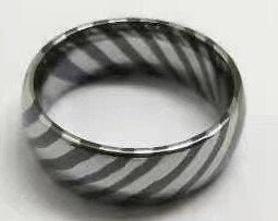 Mokume TiZr (ZrTiDamascus) Zebra ring, wood grain ring, 8mm width, 7~12.5 half size, free Nickel