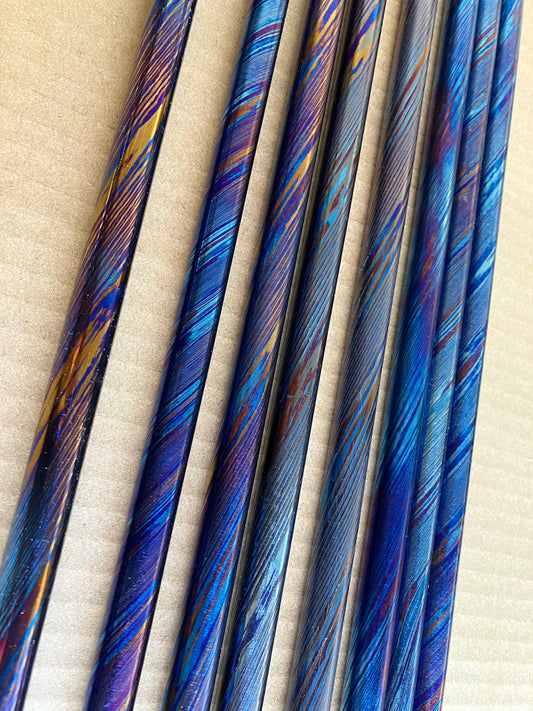 Damascus Titanium Rod (Mokume Ti) , 12 mm diameter and length can be customed