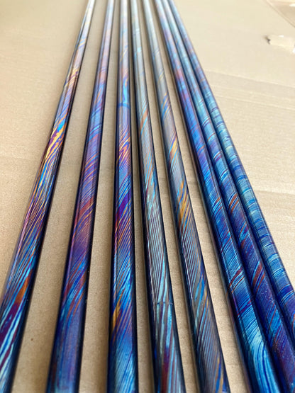 Damascus Titanium Rod (Mokume Ti) , 12 mm diameter and length can be customed