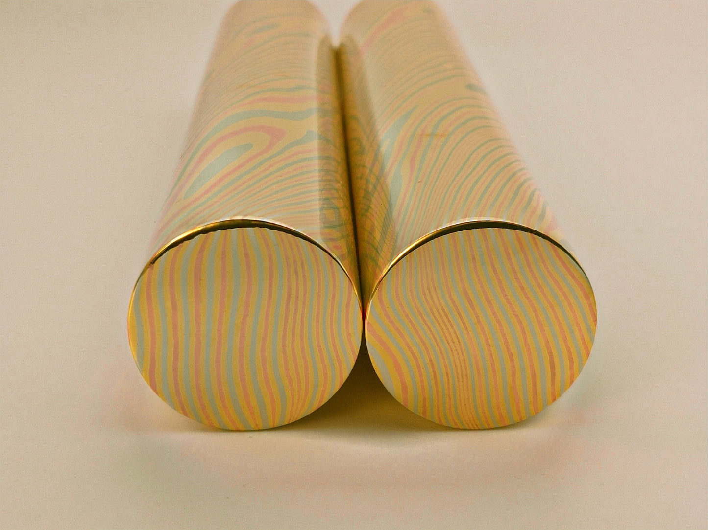 24mm diameter three alloys Mokume Gane copper, Twist Pattern Round Rod, not polished