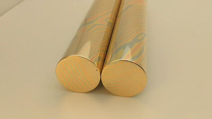 24mm diameter three alloys Mokume Gane copper, Twist Pattern Round Rod, not polished