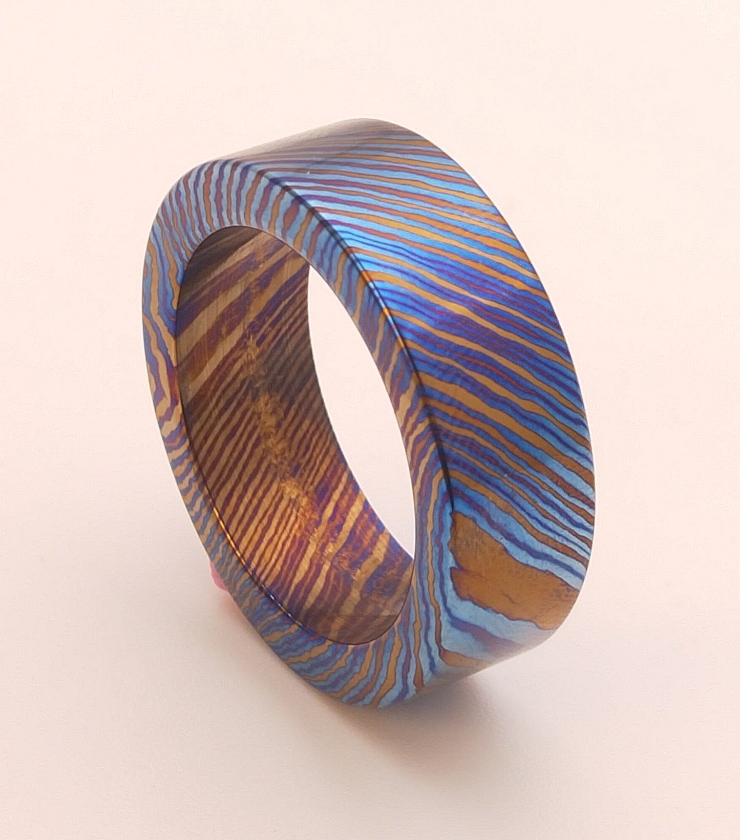 Tri-color Mokume Ti (Damascus Titanium) ring blanks,4~13 size, Titanium ring, men's ring, women's ring, not polish and not colored, Mokume Ti ring, only shipped to USA